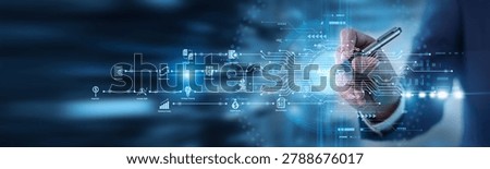 Financial auditor point of view using digital pen for Audit of corporate records. Systematically examining financial statements and compliance reports for transparency and tax accuracy.