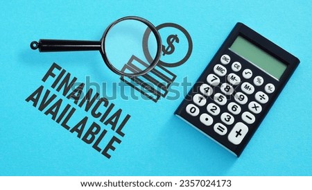 Financial available is shown using a text and photo of calculator