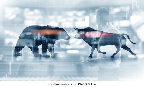 Financial and business abstract background with candle stock graph chart. Bull and bear concept traders concept