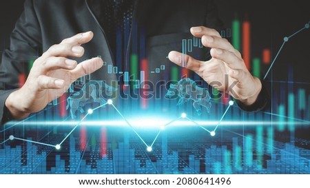 Financial and business abstract background with candle stock graph chart. Bull and bear concept traders concept