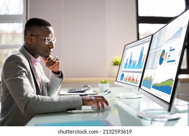 Financial Business Analytics Data Dashboard. Analyst Man - Powered by Shutterstock