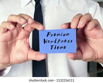  Financial Concept About Premium Wordpress Theme With Phrase On The Piece Of Paper.
