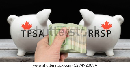 Financial concept depicting the choice between investing in TFSA or RRSP for Canadian