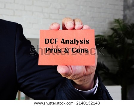  Financial concept meaning DCF Analysis Pros  Cons with inscription on the page.
