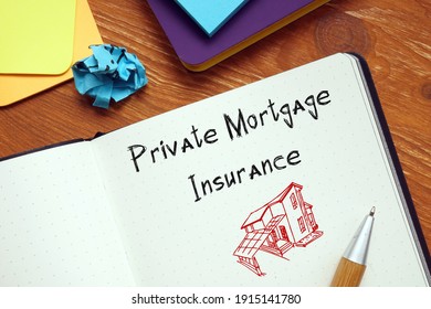 Financial Concept Meaning Private Mortgage Insurance With Sign On The Sheet.
