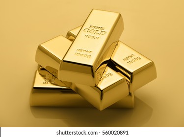 Financial concept. Set of gold bars.