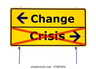 financial crisis and change concept with road sign