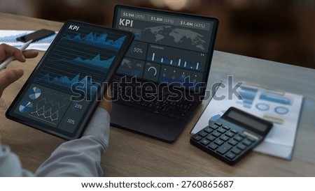 Financial data analysis and KPI dashboard with performance metrics, reporting, budgeting, forecasting, and business analytics for strategic decision making.