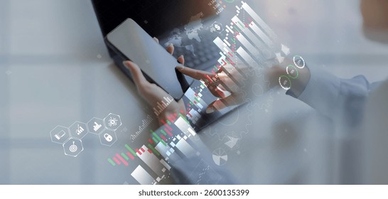 Financial Data Analytics and Mobile Technology Concept.