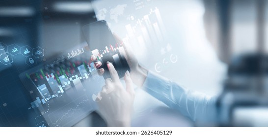 Financial Data Analytics and Mobile Technology Concept.