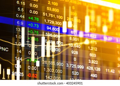 Financial data on a monitor. Business statistics and analytics, glowing sheet beznes statistics of exchange trading in the dark