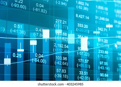 Financial data on a monitor. Business statistics and analytics, glowing sheet beznes statistics of exchange trading in the dark
