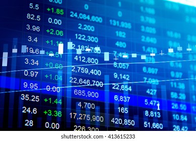Financial data on a monitor. Business statistics and analytics, glowing sheet beznes statistics of exchange trading in the dark