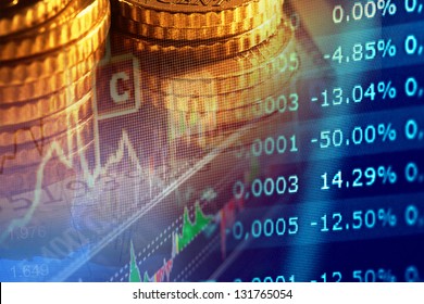 Financial data on a monitor. Finance data concept.