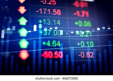 Financial data on a monitor. stock market pricing abstract.