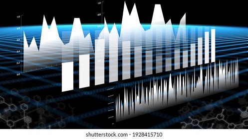 Financial data processing statistics recording over grid in background. global technology, business and finance concept digitally generated image.