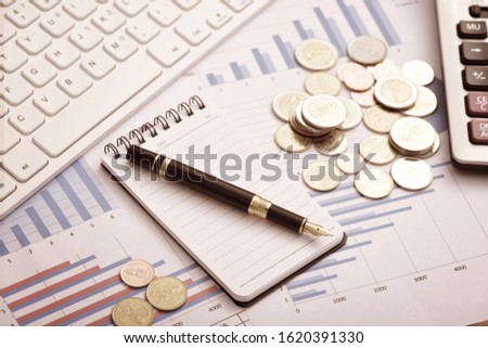 Financial data report scenario on the desk
