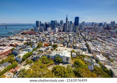 Financial district seen from Coit tower, San Francisco, California, USA