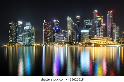 Financial District Of Singapore By Night