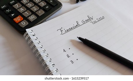 Financial Goals For 2020 Text On Notebook.