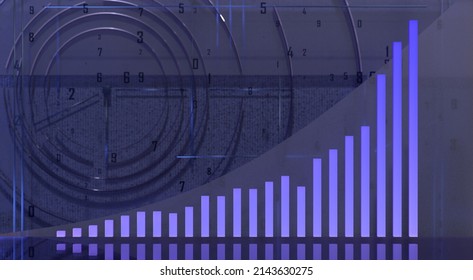 Financial graph on a dark blue background. Bar chart. Background for report, content for business.	
