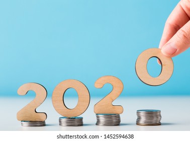 Financial Growth Concept. New 2020 Year Course For Rising Economy, Copy Space