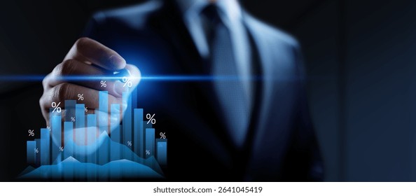 Financial Growth Strategy and Data Visualization with Interactive Graphs and Percentages in Business Analysis.