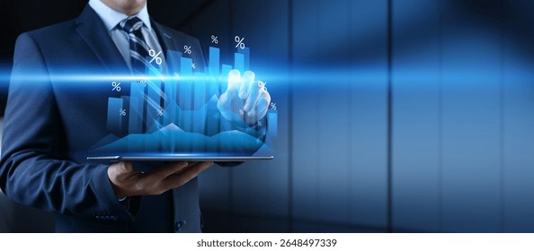 Financial Growth Strategy and Data Visualization with Interactive Graphs and Percentages in Business Analysis.