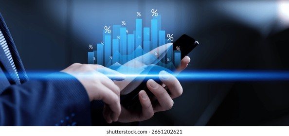 Financial Growth Strategy and Data Visualization with Interactive Graphs and Percentages in Business Analysis.