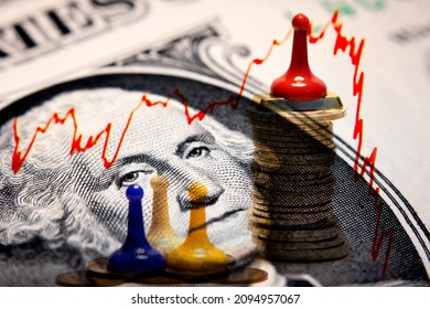 Financial Inequality Expressed As Differences In Coins And A US Dollar Bill