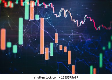 Financial instruments with various type of indicators including volume analysis for professional technical analysis on the monitor of a computer.