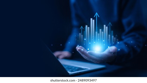 financial, and investment growth business. graph chart stock market economic, plan strategy company increase profit to success global. concept of economic trend marketing grows digital technology - Powered by Shutterstock