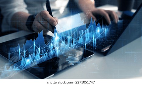 Financial marketing graph on development and profit stock market. Growth graph and investment analysis. - Shutterstock ID 2271051747