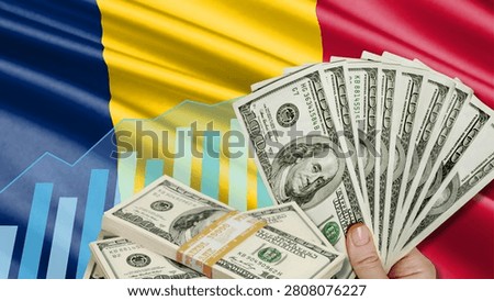 The financial relationship between the US dollar, the role of foreign currency, and Chad's development. The image includes a hand holding a dollar bill, the Chadian flag, and a growth chart.