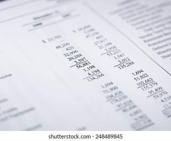 Financial Report Values Close Up