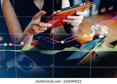 FINANCIAL SERVICE concept with Data analyzing in Forex, Commodities, Equities, Fixed Income and Emerging Markets. the charts and summary info show about "Business statistics and Analytics value". - Shutterstock ID 2162494211