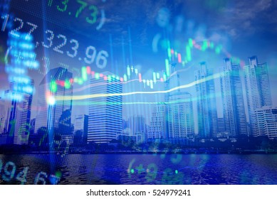 FINANCIAL SERVICE concept with Data analyzing in Forex, Commodities, Equities, Fixed Income and Emerging Markets. the charts and summary info show about "Business statistics and Analytics value".