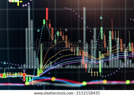 FINANCIAL SERVICE concept with Data analyzing in Forex, Commodities, Equities, Fixed Income and Emerging Markets. the charts and summary info show about "Business statistics and Analytics value".