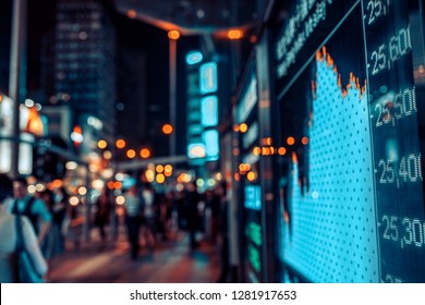 Financial Stock Exchange Market Display Screen Board On The Street