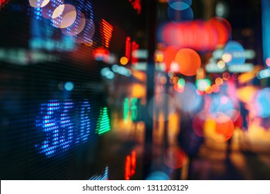 Financial Stock Exchange Market Display Screen Board On The Street 