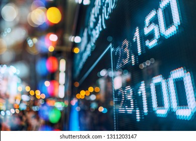 Financial Stock Exchange Market Display Screen Board On The Street 