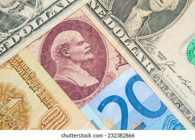 Financial Superpowers - Dollar - Euro - Ruble - Shutterstock ID 232382866