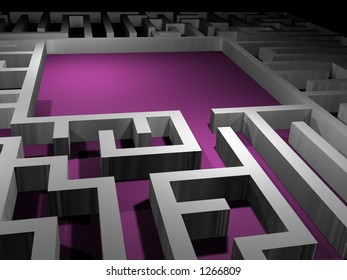 Find a solution! Abstract maze. 3D render of Labyrinth.