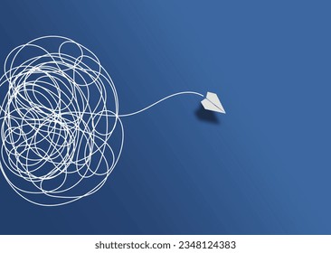 finding solution for problem concept with paper plane flying confusing flight path before getting on course