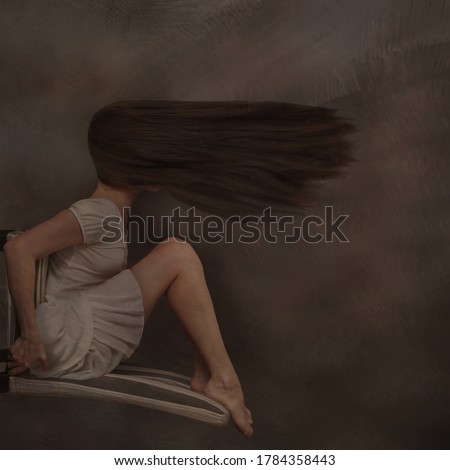 Similar – Image, Stock Photo IN MIND Wind Gale Woman