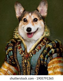 Fine Art Dog Painting With Corgi