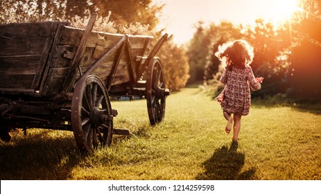 Fine art imagery , little children having fun on the country side - Shutterstock ID 1214259598