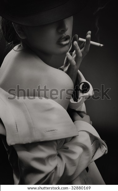 Fine Art Portrait Beautiful Lady Cigarette Stock Photo 32880169 ...