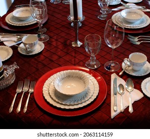 Fine China Table Setting Overhead View