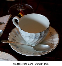 Fine China Tea Cup And Saucer With Teaspoon 